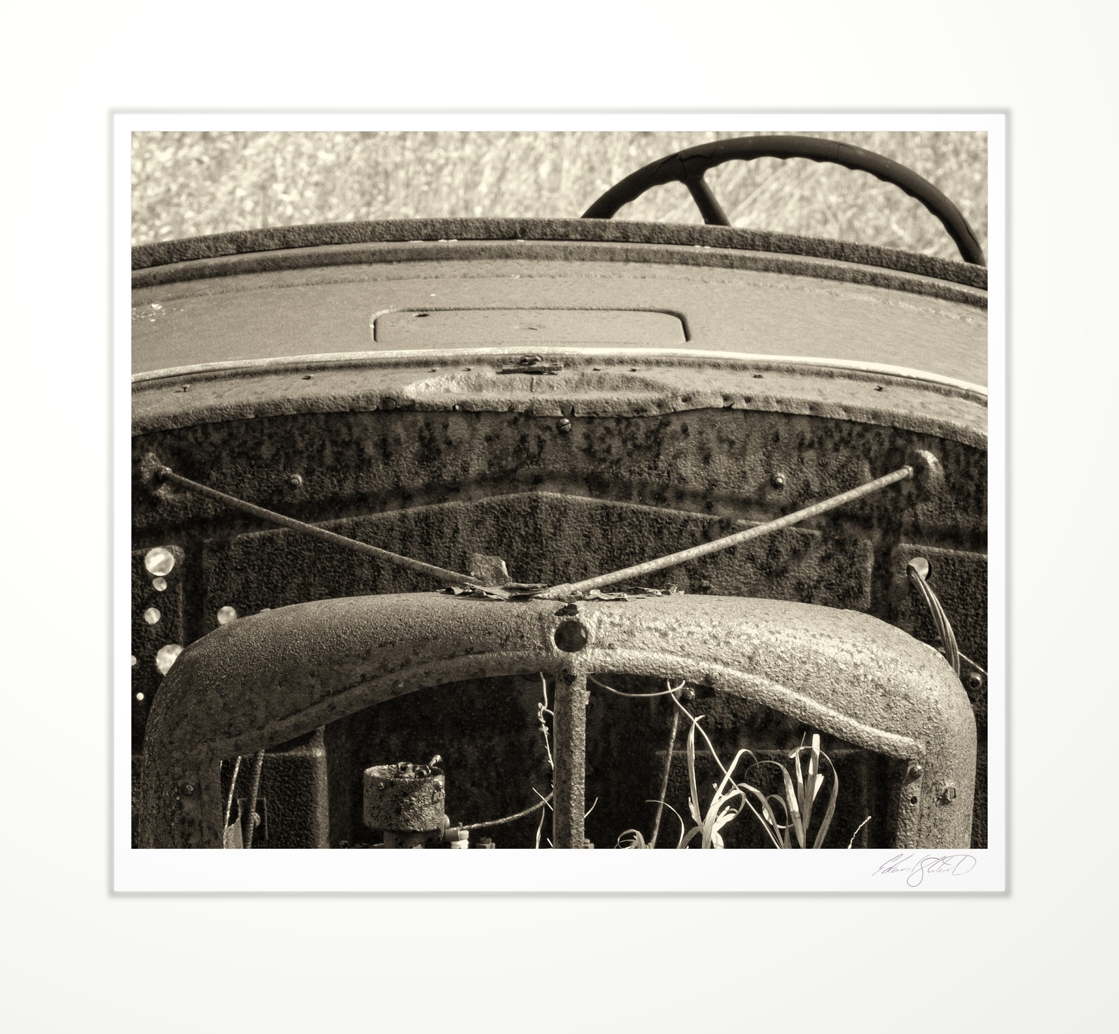 A rusted vintage truck left to rot in a field. Gould City, Michigan -2012