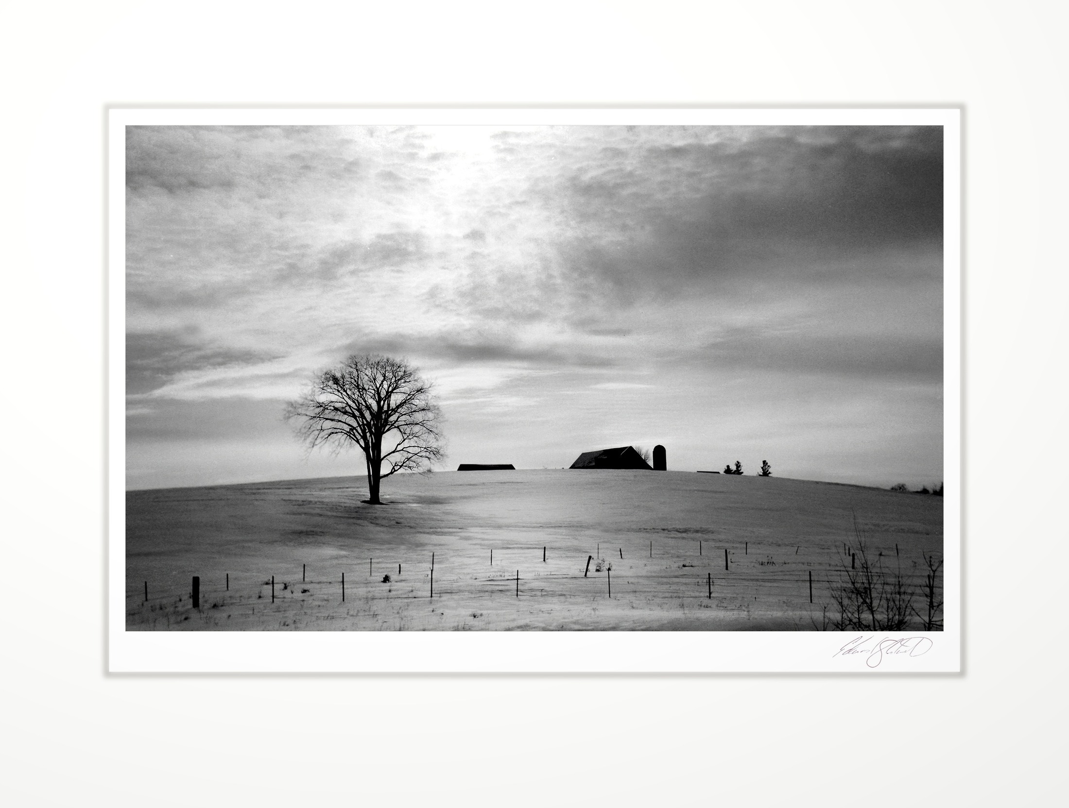 A winter farm snowscape, taken in Marathon County, Wisconsin -1975